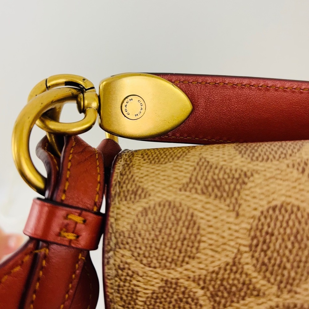 Coach Beat Shoulder Bag Signature Canvas Horse and Carriage Print Brown Ginger - Picture 9 of 14